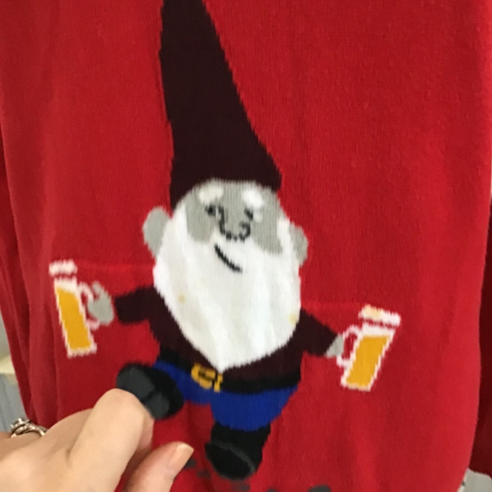 Mossimo Men Size SM Cotton Ugly Christmas Sweater Take Me Gnome Tonight Red - Picture 4 of 8